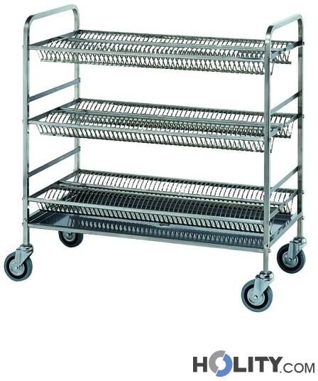 Carrello Scolapiatti A 3 Piani Inox Portata 300 Piatti H314_165