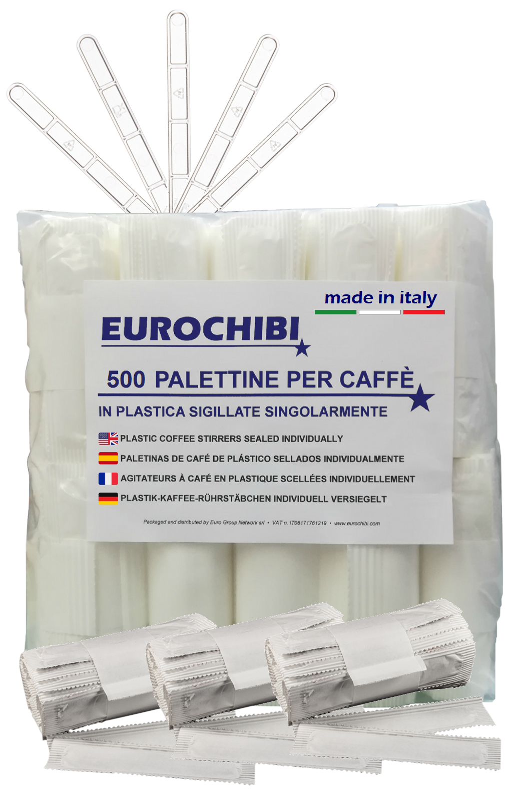 Eurochibi ® 500 Palettine Per Caffè In Plastica Sigillate Singolarmente
