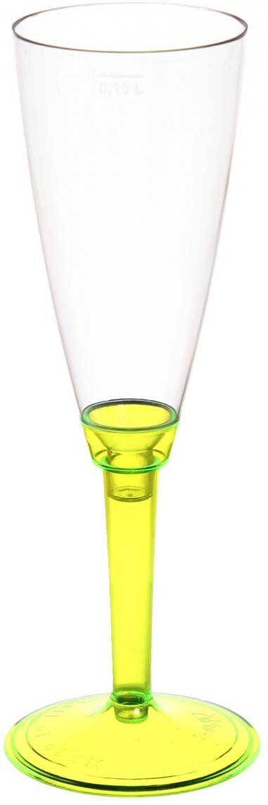 Poloplast 20 Flutes Calici Di Plastica Monouso Con Gambo Alto Giallo Fluo