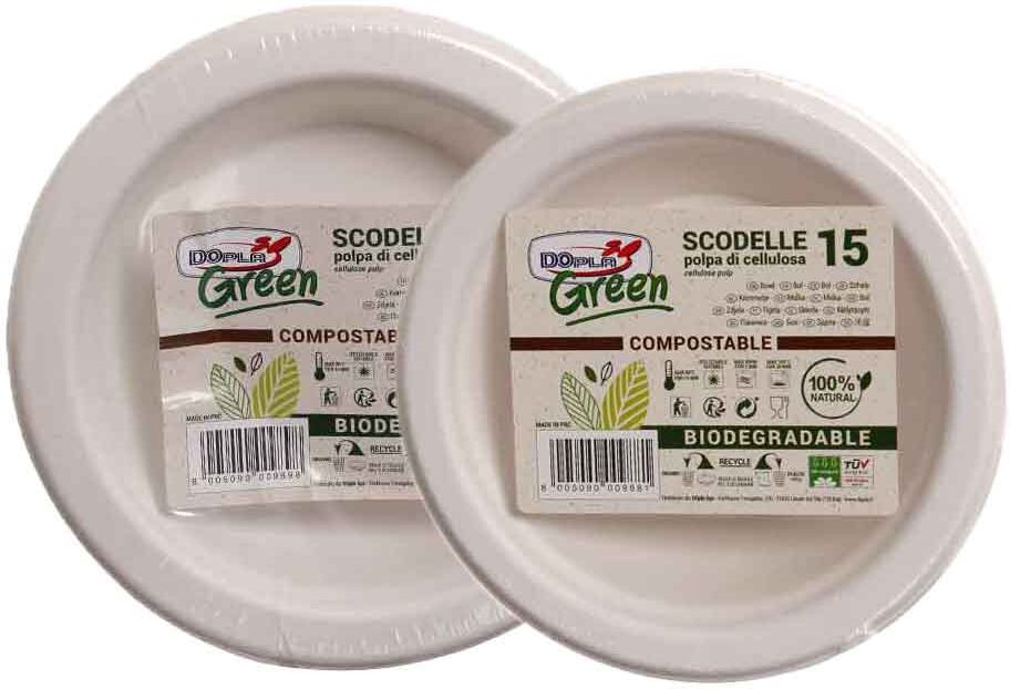 15 Scodelle Piatti Fondi In Polpa Di Cellulosa Dopla Green Compostabili