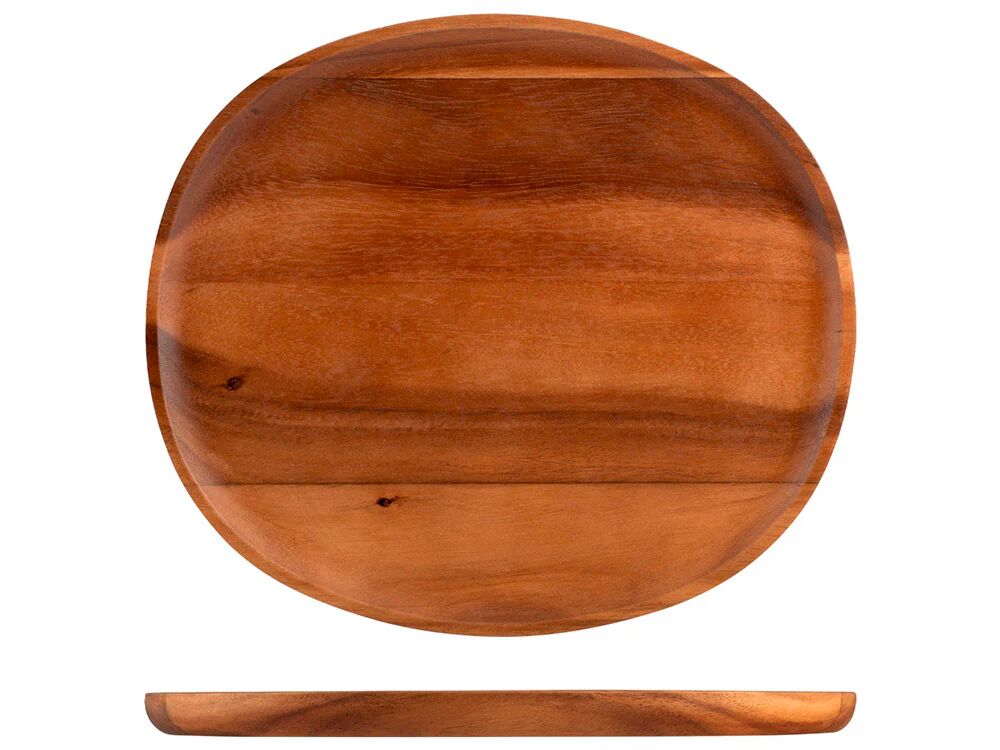 H&H Lifestyle Piatto Acacia in legno forma ovale cm 29,5x33