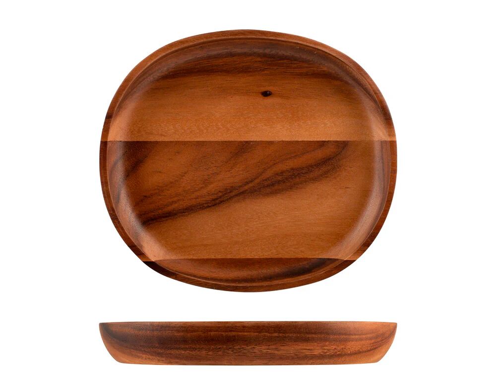 H&H Lifestyle Piatto Acacia in legno forma ovale cm 21x24