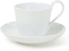 Royal Copenhagen White Fluted thee kop en schotel - Wit