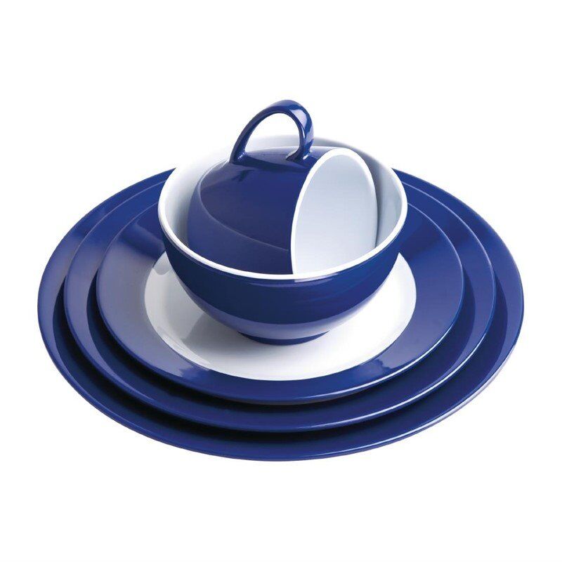 Kristallon Gala melamine bord met blauwe rand 26cm, 6 stuks