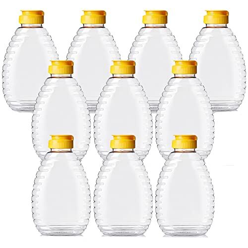 WideSmart 10 Pcs Lege Honing Plastic Flessen, Knijpflessen Honingfles Plastic Honing Flessen Clear Honing Fles Honing Potten Honingcontainers Dispenser Honing Knijp Flessen Met Flip-Top Dekseldop