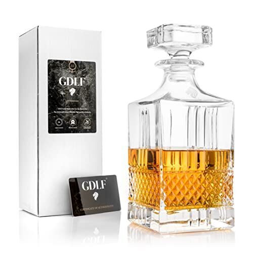 GDLF ® Whisky karaf kristal   karaf vintage   800ml   whisky set   geschenken voor mannen   Kerstcadeaus   karaf voor sterke dranken, likeur of whisky – incl. Europees kristalcertificaat