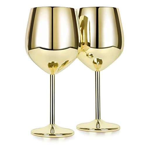 FOOLS ALIBAI Stalen wijnglas gouden wijnglas metalen wijnglazen 18 oz rode wijnglazen set goud witte wijnglazen onbreekbare wijnglazen (goud)