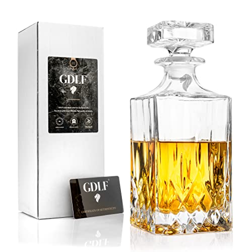 GDLF ® Whisky karaf   kristal gemaakt in Italië   vintage karaf   800 ml   whiskyset   mannengeschenken   cadeaus voor mannen   karaf voor sterke drank, likeur of whisky