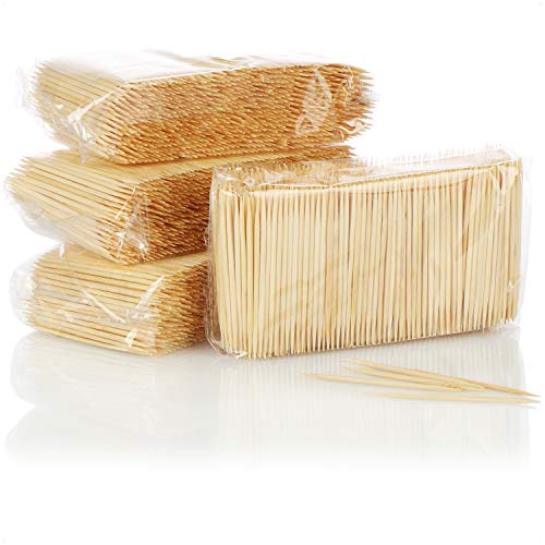 com-four ® 4000x tandenstokers gemaakt van bamboe hout tandenstokers voor dagelijks gebruik tandenstokers houten tandenstokers 6,3 cm (4000 stuks set 3)