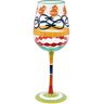 Maturi Hand geschilderd veelkleurig patroon wijnglas, 400ml, Gift Boxed