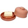 MamboCat Terra 2-delige botervloot met deksel van terracotta, ronde kleidoos voor 1 stuk boter (250 g), mooi gevormde boterkoeler voor het bewaren van boter en margarine, boterbel