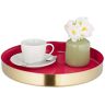 Relaxdays dienblad, rond, met hoge rand, koffie, thee, kaarsen, rvs, H x Ø: ca. 4 x 32 cm, serveerblad, rood/goud