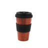 IDRINK ® RPET Koffiemok met siliconen sluiting om te openen, gemakkelijk te dragen, 435 ml, Mug Takeaway gerecyclede kunststof 8,7 x 8,7 x 15 cm, ergonomisch, 435 ml (WOOD)