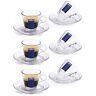 Trasparenza transparante glazen Espresso kopjes & schotels set 3 oz (3 sets 6 kopjes & schotels)