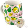 6vibes Molang Grote mok van porselein, 400 ml, avocado-mok, koffie & thee, motief mok met Piupiu, grote mok als cadeau