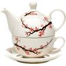 AAF Nommel Tea for one Theepot, schotelset, Sakura, motief, kersenbloesem, wit