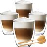 Altom Design Luxe Dubbelwandige Theeglazen Cappuccino Glazen Koffieglas dubbelwandig met lepel 300 ML Set Van 4