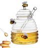 Yeeda Honing Jar Honing Pot, Glazen Honing Dispenser, Siroop Dispenser Met Dipper En Glas Bijenkorf Met Deksel, Unieke Bijenkorf Vorm Honingpot Voor Keuken
