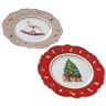 Boltze DELIGHT Kerstbord 2 varianten rood grijs Ø19 cm ROSSO