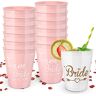 LIVESTN Bride Tribe Cups Party Bruidbeker 1 stuk witte bruid en 14 stuks roze team bruid douche beker ​drinkbeker voor verlovingsfeest, bruidsshower, bruid en team bruid mokken