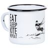 MUGSY Emaille Mok Eat Sleep Kite Repeat, Kite-Surfen motief, Emaille Mok, Outdoor uitrusting, 330 ml, Koffie