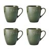 Mikasa Jardin 4-delige mokkenset, groen, set van 4 mokken, 420 ml aardewerk mokken voor thee en koffie geschenkdoos en vaatwasmachinebestendig