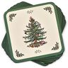 Spode Portmeirion Home & Gifts  kerstboom hardback onderzetters, set van 6 (groen, 4" x 4")