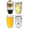 Creano dubbelwandig thermoglas 250 ml “DG-SH”, groot dubbelwandig glas van borosilicaatglas, dubbelwandige koffieglazen, theeglazen, latteglazen, set van 4 stuks