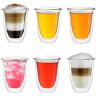 Creano DG-V Dubbelwandige glazen, 250 ml, set van 6, groot thermoglas, dubbelwandig, van borosilicaatglas, koffieglazen, theeglazen, latte glazen, dubbelwandige glazen