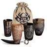 ® Drinkhoorn Viking hoornbeker 4 x ca. 200 ml – hoogwaardige bekerset voor je Viking Met honingwijn decoratie, hoornset, middeleeuwse bierpu, LARP