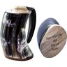 WOANIN Gegraveerde Originele Viking Drinkhoorn Cup Gepersonaliseerde Authentieke Viking Drinkhoorn Grote Tankard voor Bier Mead Middeleeuws Geïnspireerd Stein Mok Voedsel Veilig Vessel met Handvat (25oz XL Grootte)