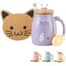 BigNoseDeer Kat Mok Leuke Keramische Koffiekop met Mooie Kitty deksel Lepel,Ochtend Cup Thee Melk Kerst Mok 380ML