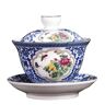 kaixiaochai Emaille kleur Sancai Deksel kom keramische theekom Gaiwan theepot porselein Gaiwan theepot Gaiwan theeservies reizen (Blauw en wit Biquet kom)