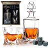 FLOW Barware Deluxe whiskykaraf en glazen set   Twist Design karaf set & 2 whiskyglazen met 6 granieten whiskystenen   whiskykaraf geschenkset   whiskygeschenken voor mannen