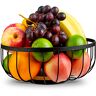 HIKITCHEN ® Fruitmand fruitschaal decoratieve schaal zwart modern van metaal en bamboe fruit mand kom fruitschaal fruitschaal broodmand mand