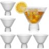 Winter Shore 230 ml Martini Glazen met Glazen Rieten [6 Pak] Stamloze Vintage Cocktail Glazen voor Margarita, Whiskey Dikke Basis, Hobnail Kralen Stijl Voedselveilig, Vaatwasser Bestendig