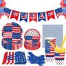 STARWAVE 4th of July Party Supplies Set   4th of July Patriotic Party Decorations for Memorial Day Veteran Day,Memorial Day Veterans Day Cutlery Set Include Table Cover, Plates, Cups, Bunting