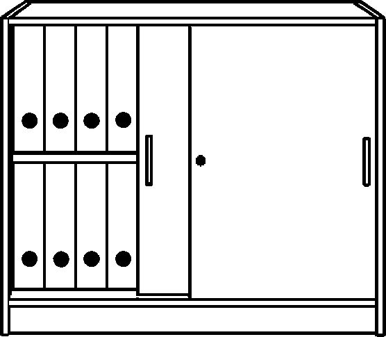 TINO - Schuifdeurkast, 1 legbord, 2 ordnerhoogtes