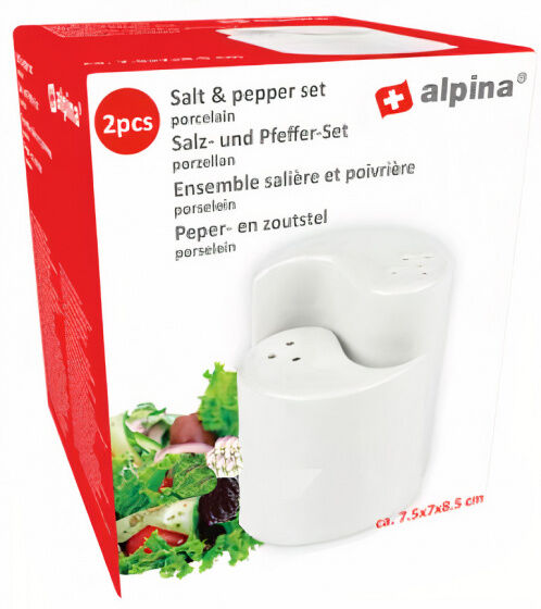 Alpina peper en zoutstel 7,5 x 7 x 8,5 cm porselein wit - Wit