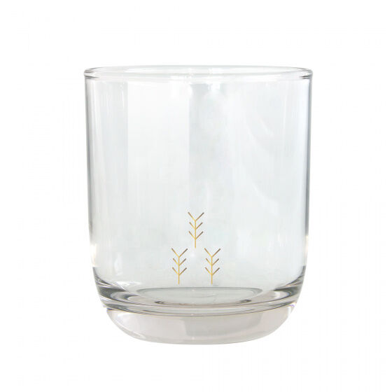Tak Design drinkglas Forest 7,8 x 8,8 cm glas transparant/goud - Transparant,Goud