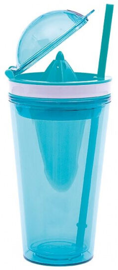 Zak!Designs drinkbeker On The Go met rietje 500 ml blauw - Blauw