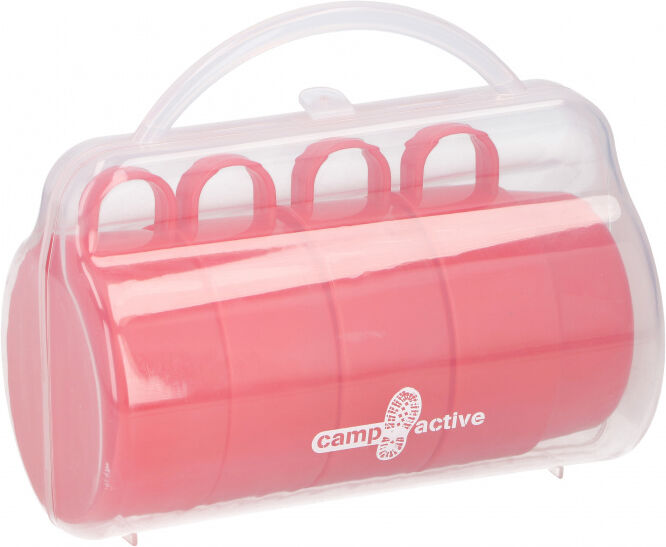 Camp Active drinkbekerset 225 ml polypropyleen rood 4 stuks - Rood