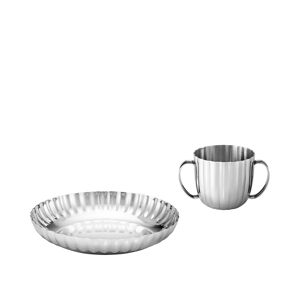 Jensen Bernadotte Child Set Deep Plate & Cup / Stainless Steel