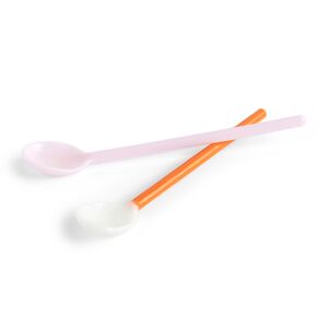 HAY Glass Spoons Duo Set Of 2 - Light Pink And Bright Orange