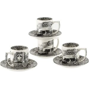 Spode Black Italian espressokopp med fat 4-stk. 9 cl