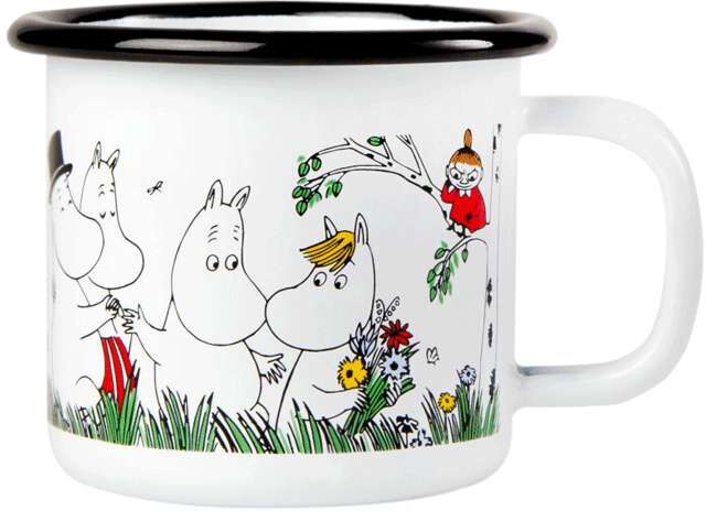 Moomin Emaljert Mummikopp Colors – Happy Family (1.5 Dl) - Hyttefeber.No 🇳🇴