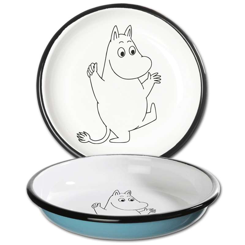 Moomin Emaljetallerken – Mummitrollet Retro (Lyseblå) - Hyttefeber.No 🇳🇴