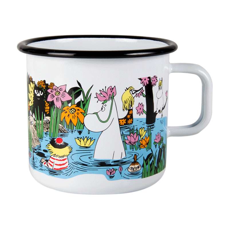 Moomin Mummikopp Emalje – Trip To The Pond (8dl) - Hyttefeber.No 🇳🇴