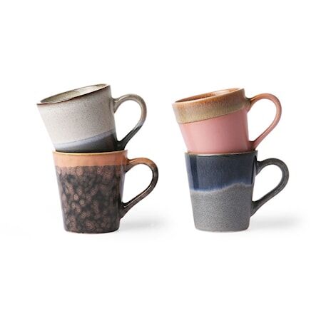 HKliving Ceramic 70's Espressokopp 4 stk