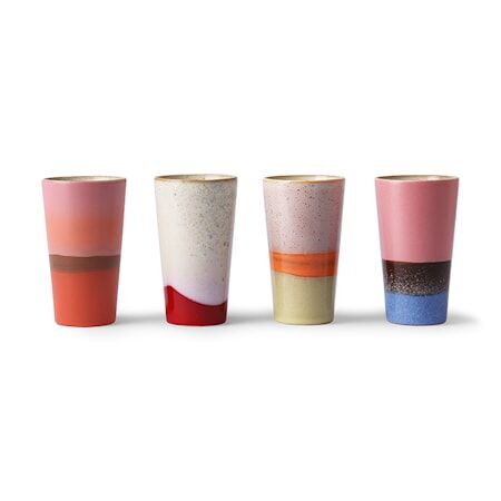 HKliving Ceramic 70's Lattekopp 4 stk